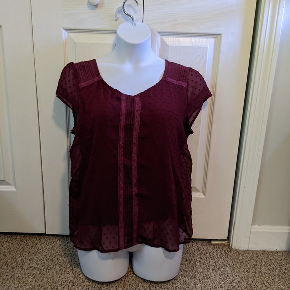 LC Lauren Conrad Tops - LC Maroon Blouse - Size XL